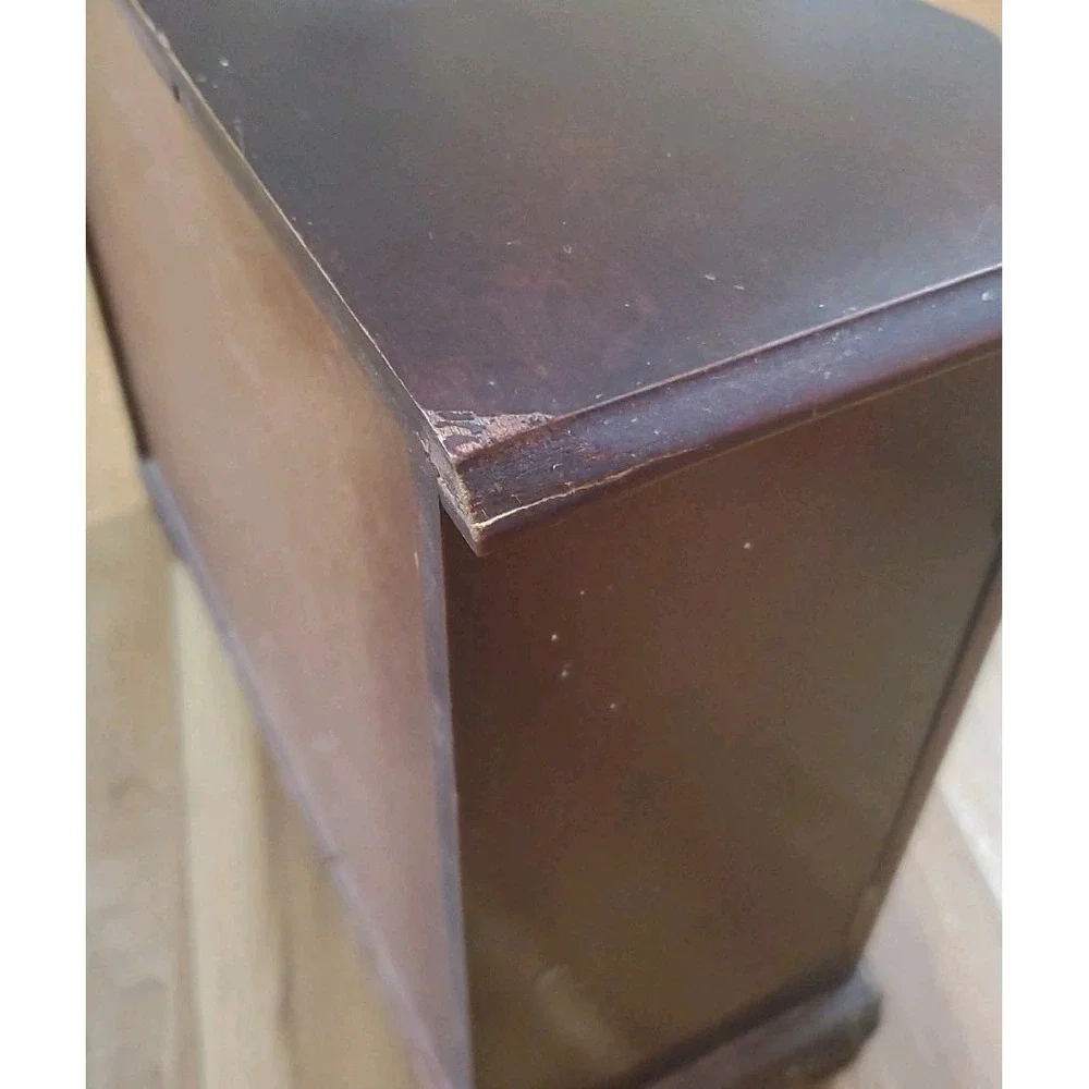 Vintage Wooden Armoire Style Jewelry Box Multiple Drawers FLAWED